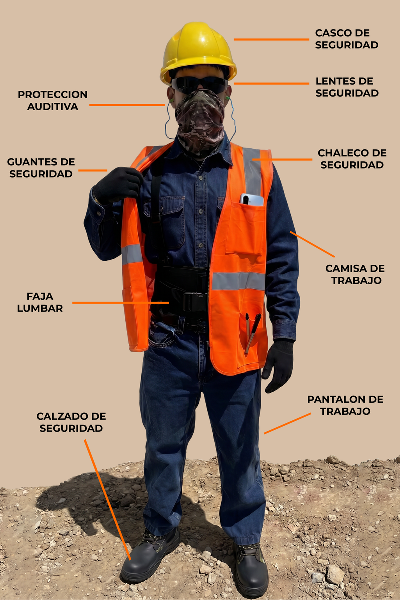 Trabajador equipado con equipo de seguridad El Caparazón